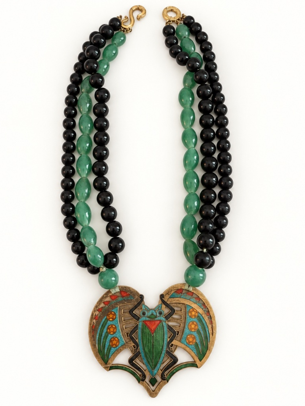 Sunya Currie Egyptian Revival Scarab Multi-Strand Necklace